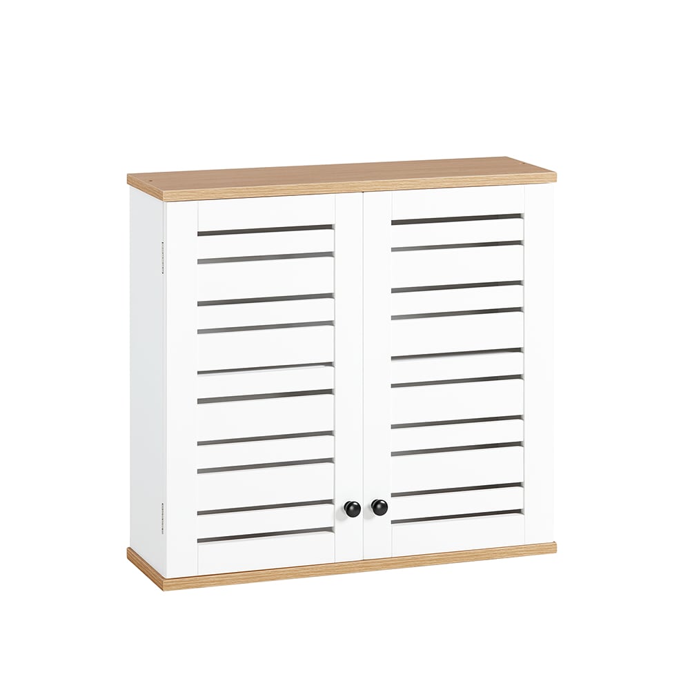 HäNgeschrank Mit LamellentüRen MDF Weiß