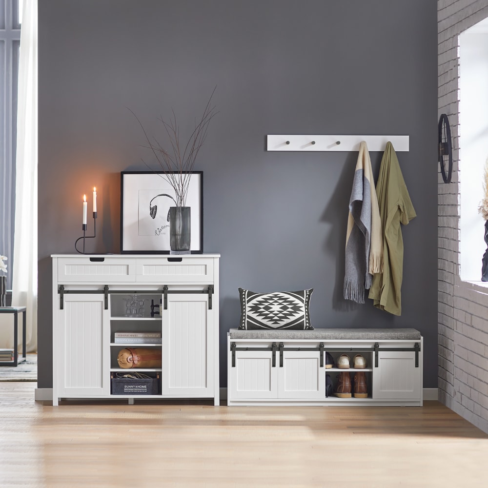 Meuble à chaussures en panneau de particule blanc