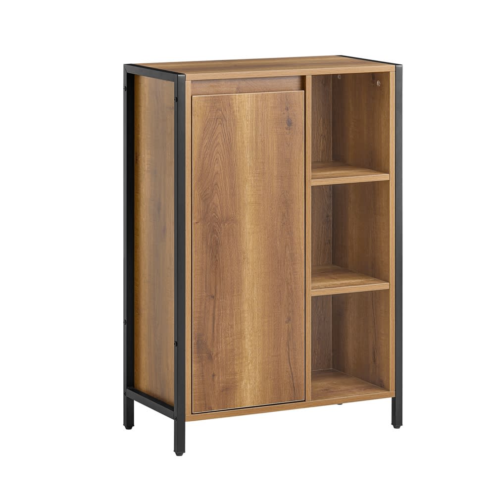 SoBuy Wäscheschrank mit ausklappbarem Wäschesäcken Holz Metall Braun Braun Holz