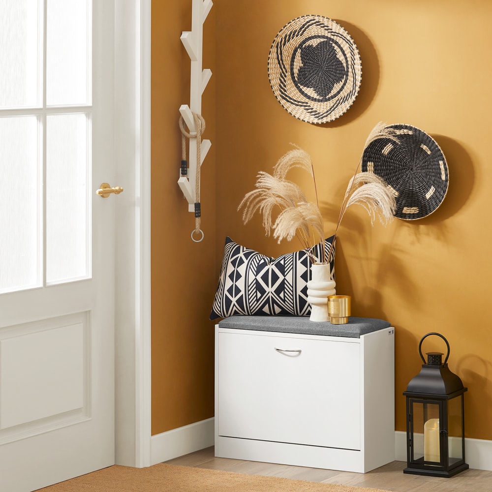 Armoire à chaussures 1 abattant effet bois blanc - Maisons du Monde