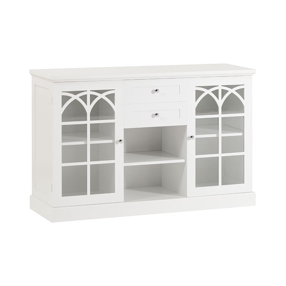 SoBuy Sideboard mit 2 Glastüren MDF Glas Weiß Weiß Holz