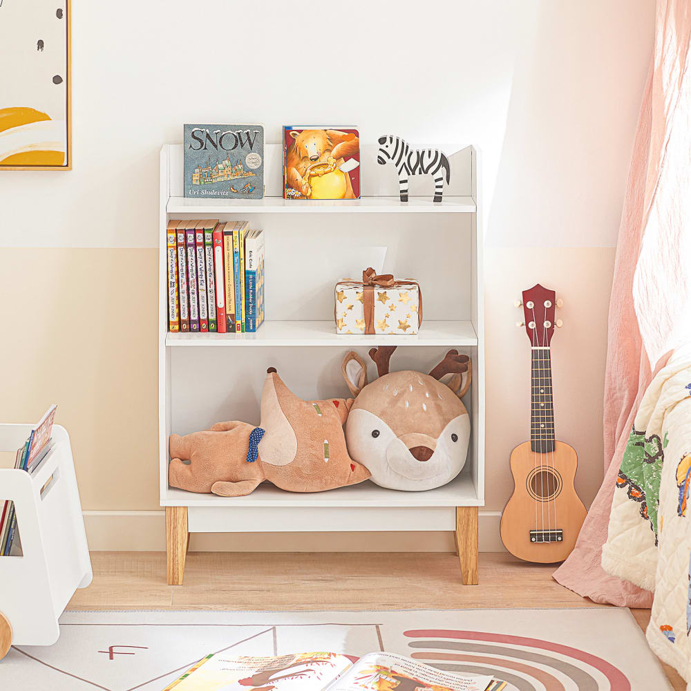 Bibliothèque enfant avec 3 étagères effect bois blanc (SoBuy) - Image 1
