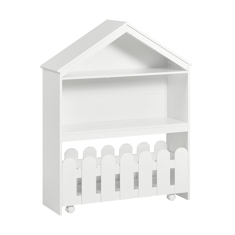 Bibliothèque en forme de maison pour enfants effect bois blanc