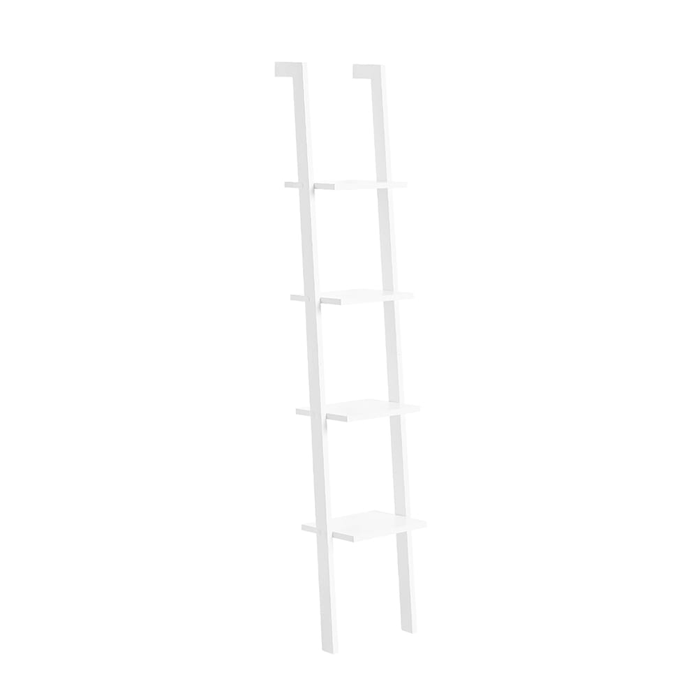 Étagère murale style échelle 4 niveaux effet bois blanc