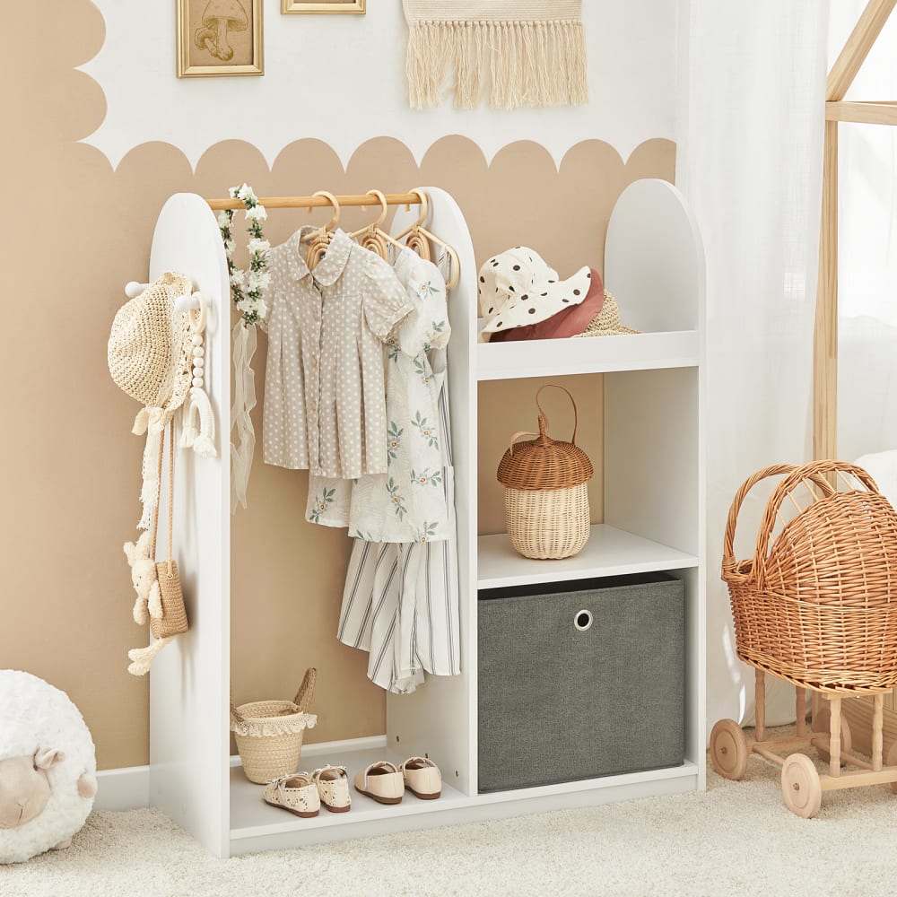 Portant Vêtements  effet bois blanc