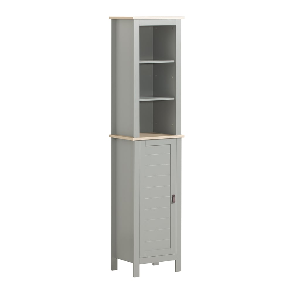 Meuble colonne effet bois gris