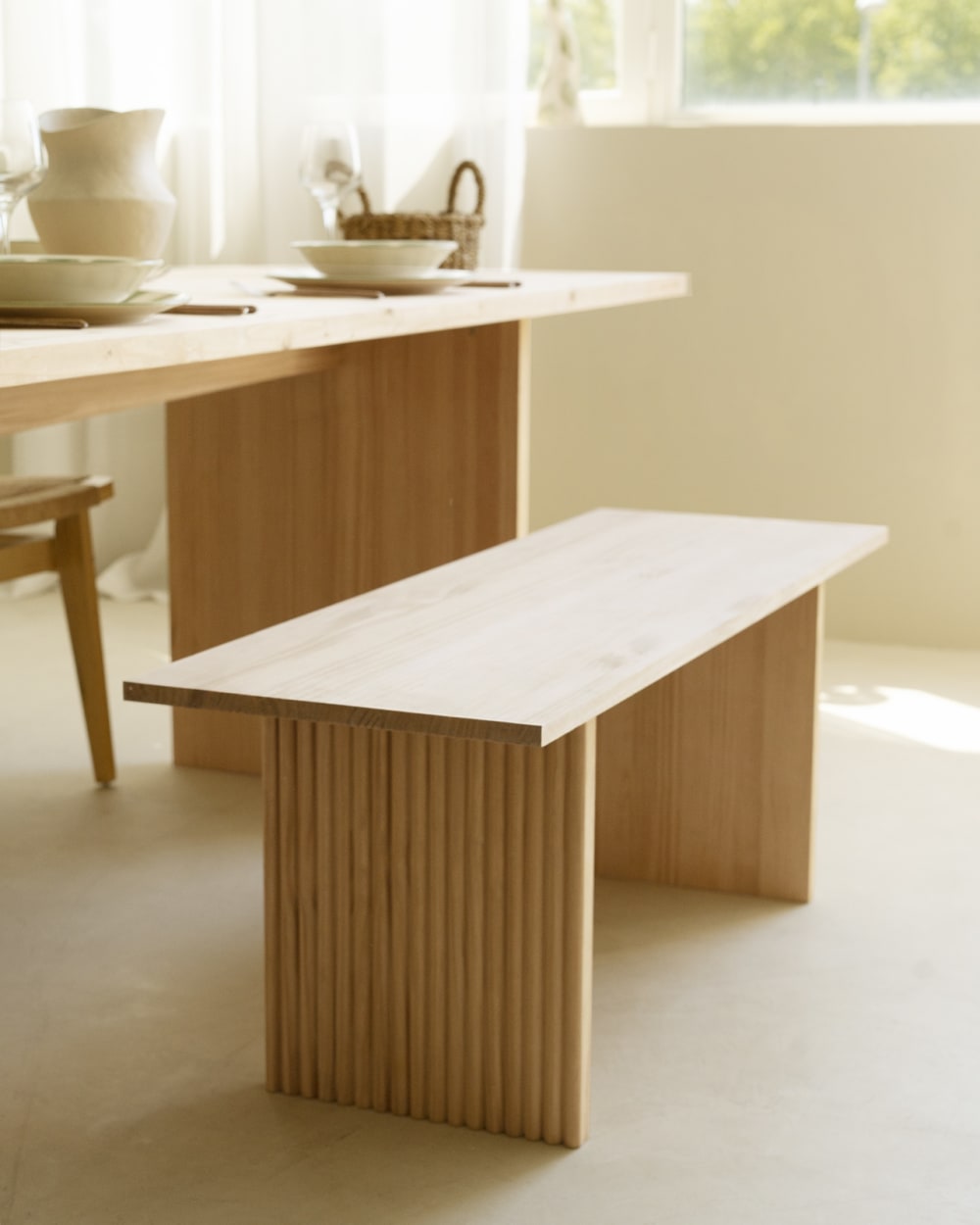 Banc en bois de pin naturel 120x45cm - Maisons du Monde