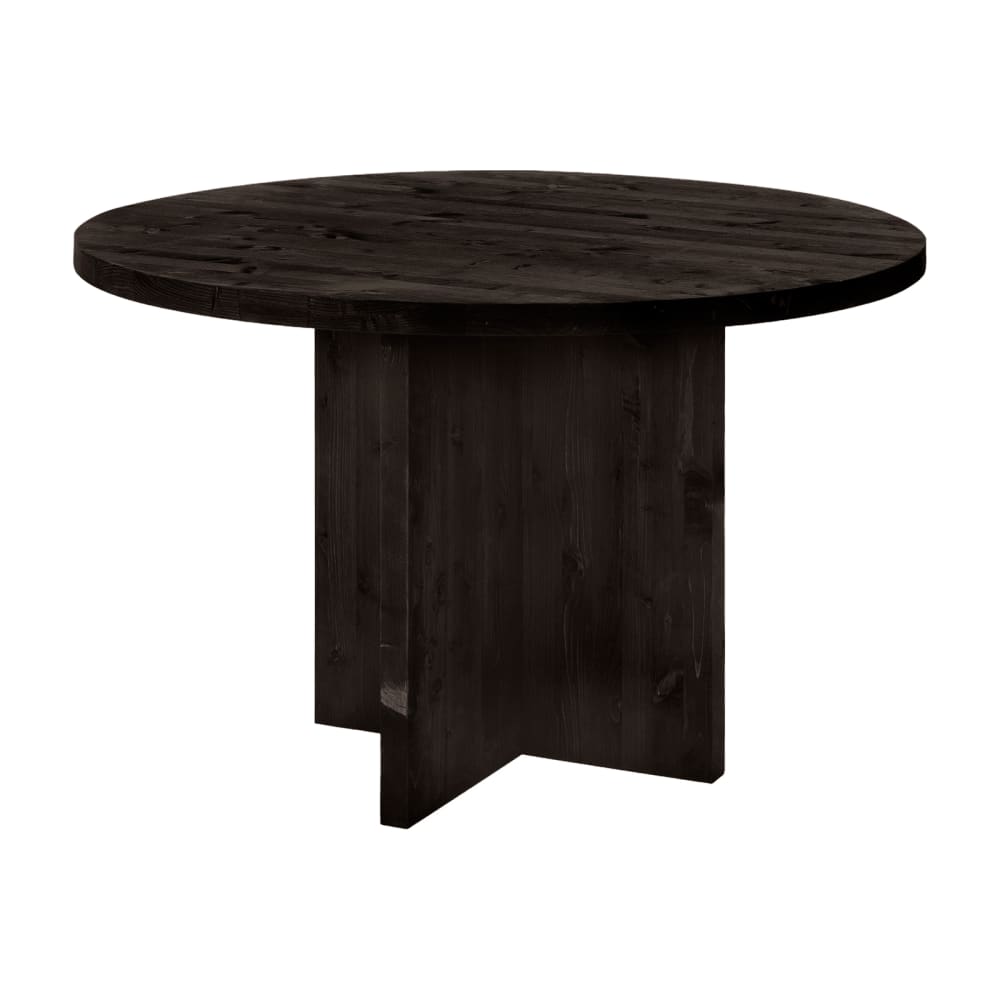 Table à manger ronde en bois de sapin noir de Ø110x75cm