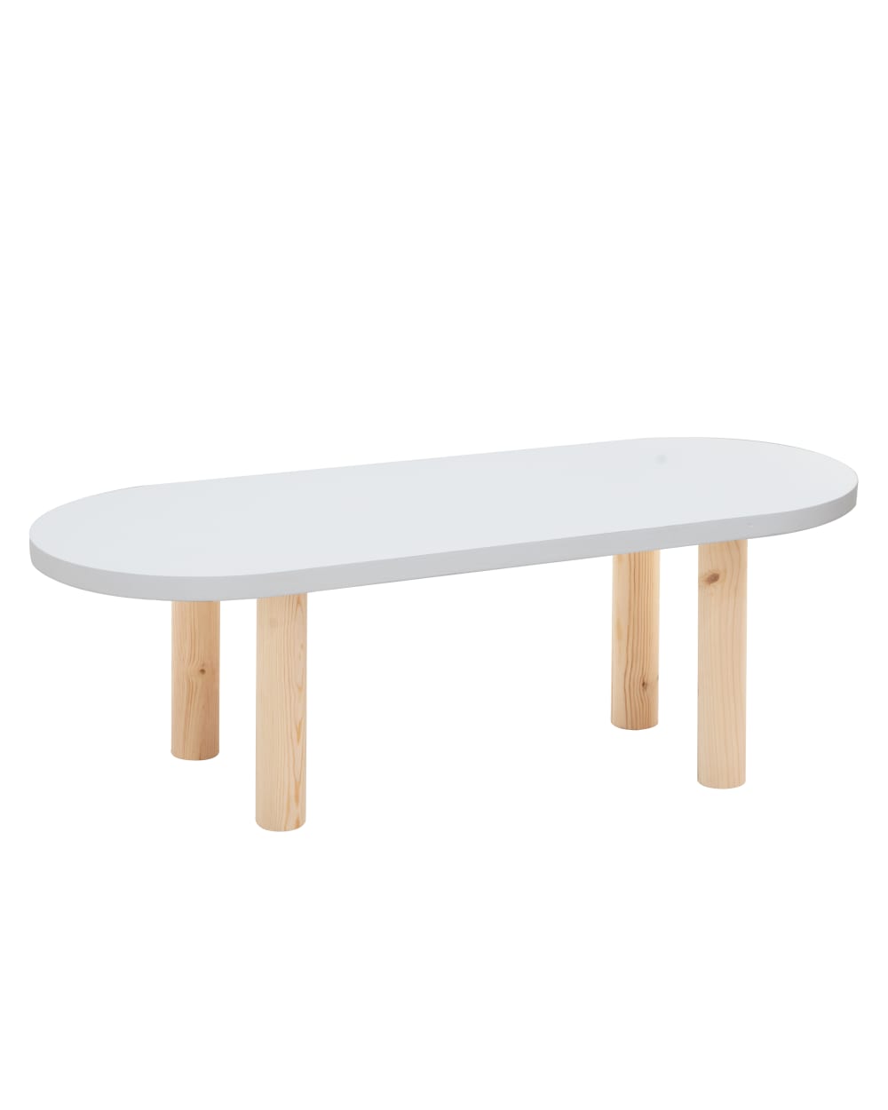 Table basse en bois blanche et naturelle 120x40cm