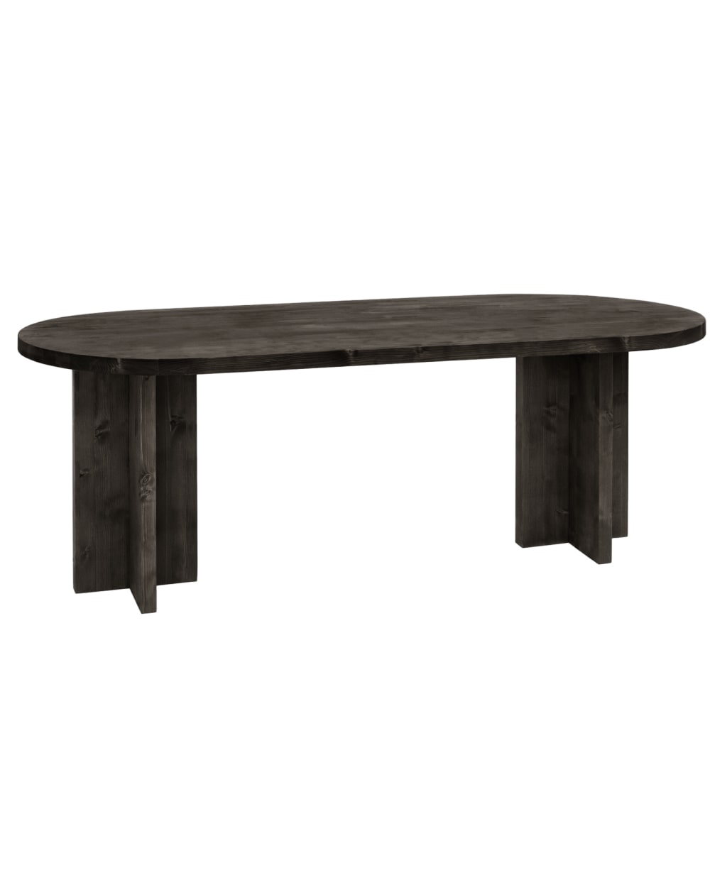 Table à manger ovale en bois de sapin noir 200x75cm