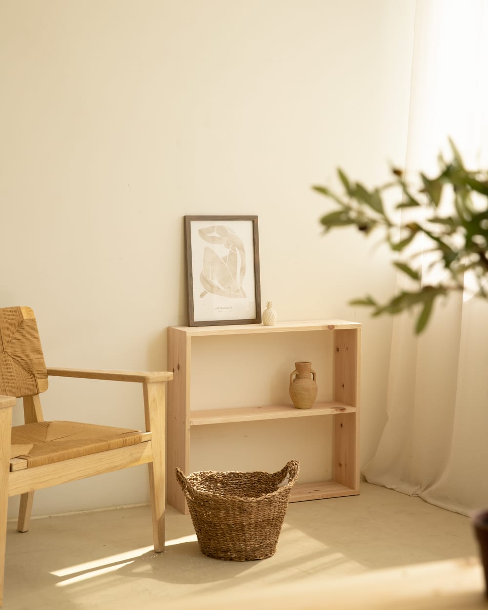 Étagère en bois de pin avec 1 étagère naturel 80,2x73,1cm