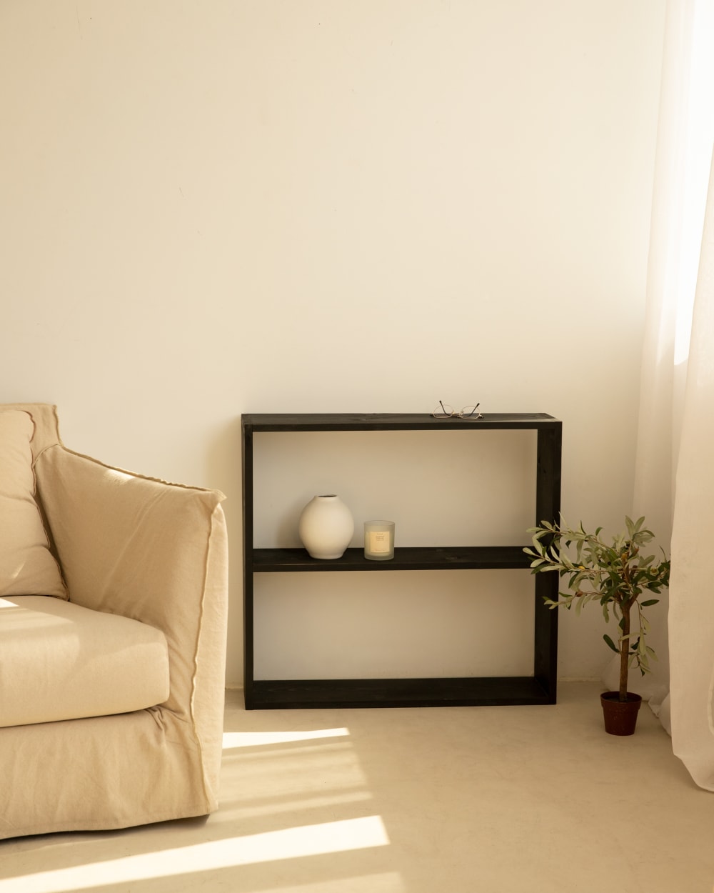 Étagère en bois de pin avec 1 étagère noir 80,2x73,1cm