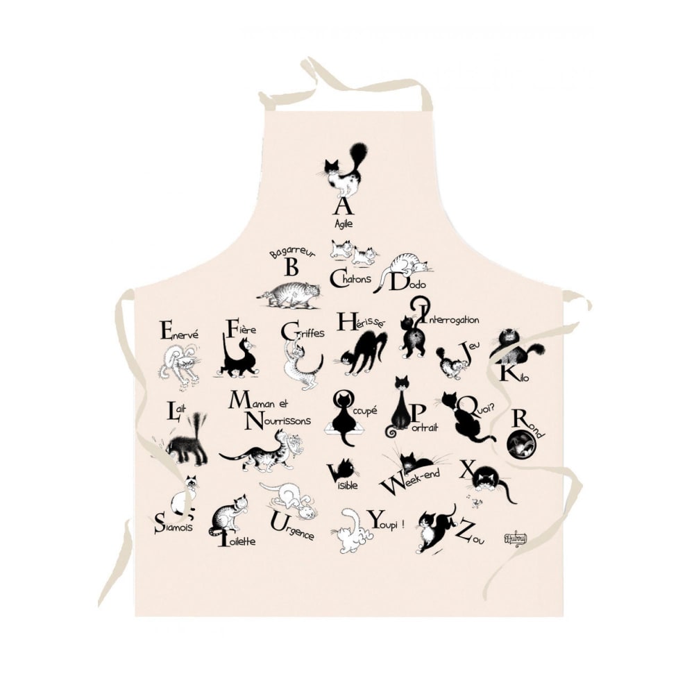 Tablier de cuisine  Abécédaire en coton ecru 72 x 85 cm