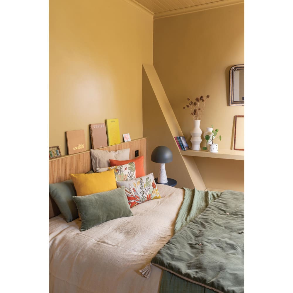 Jeté uni finition capiton en coton verveine 240 x 260 cm - Maisons du Monde
