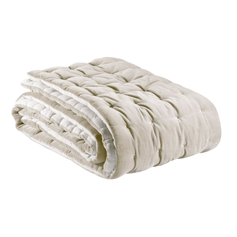 Chemin de lit uni  en coton grege 90 x 240 cm