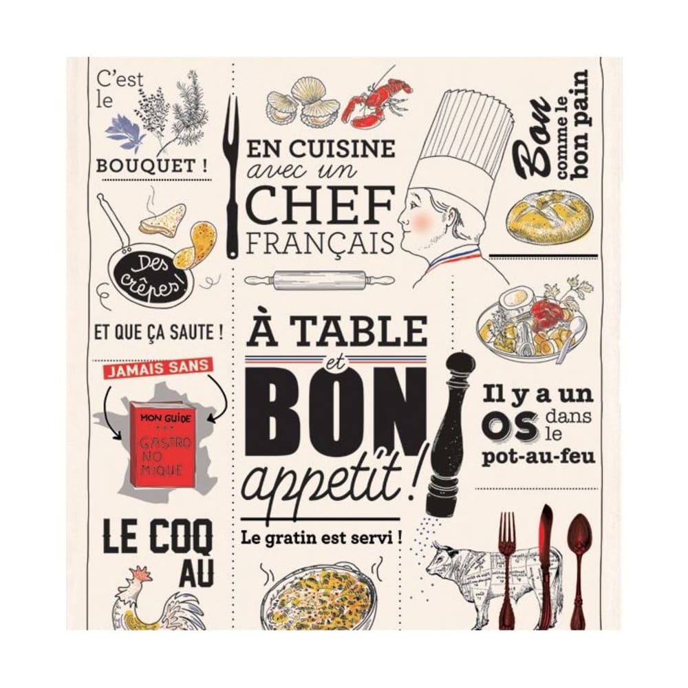 Torchon Cuisine Française en coton ecru 48 x 72 cm - Maisons du Monde