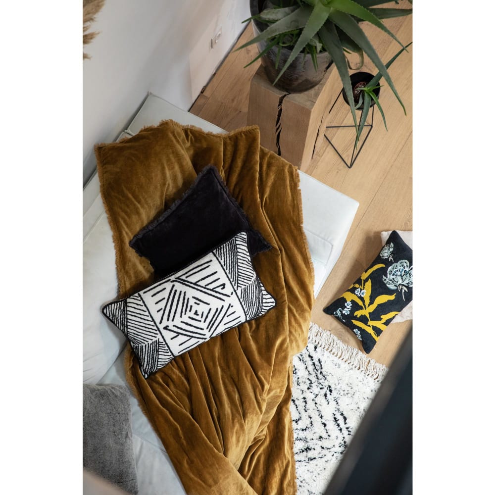 Plaid uni en coton thym 135 x 200 cm — vue 3
