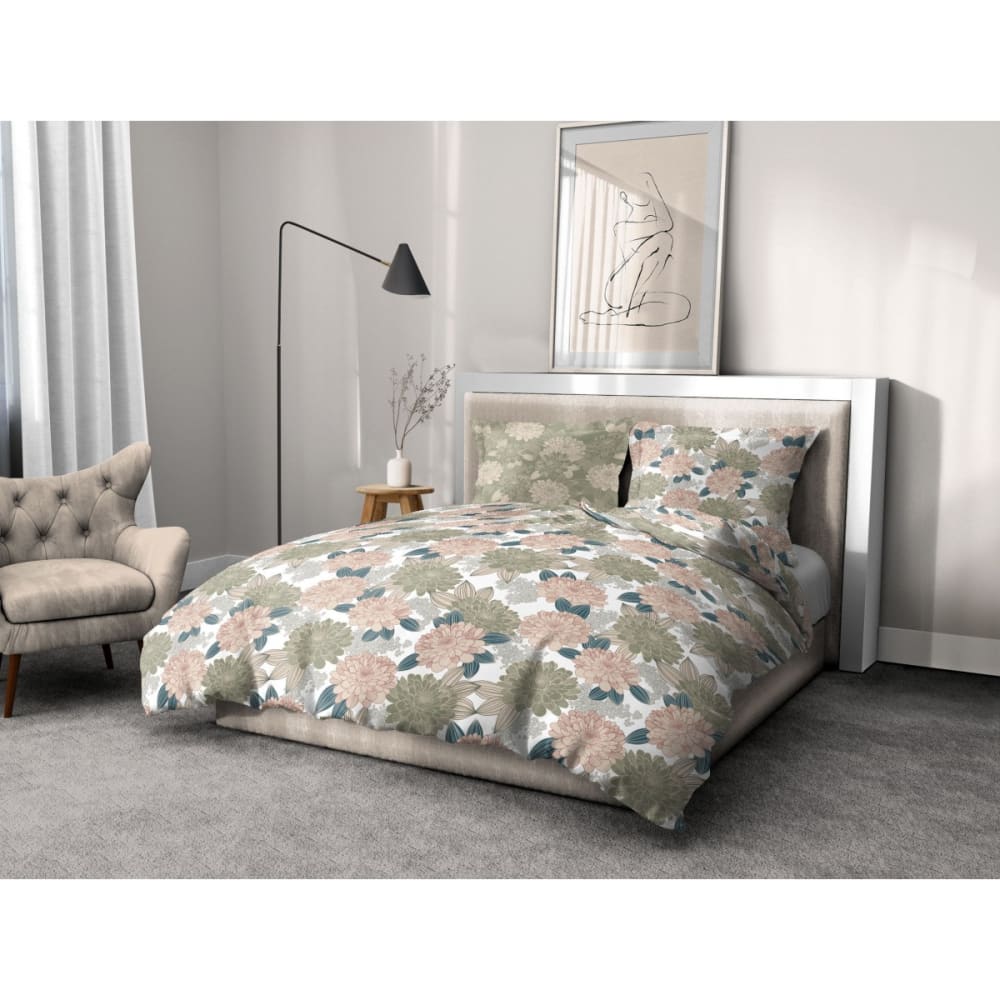 Parure de Couette 100% Coton Vert 220x240 cm