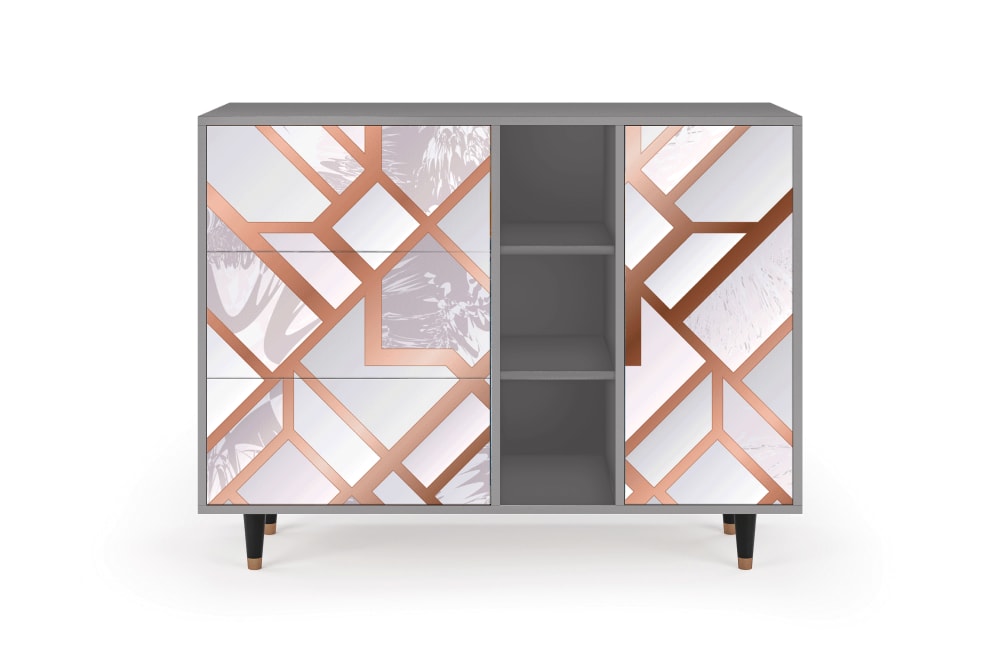 Buffet  rose clair 3 tiroirs et 1 porte L 125 cm