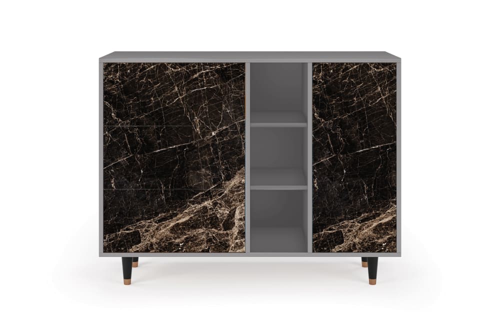 Buffet  noir 3 tiroirs et 1 porte L 125 cm