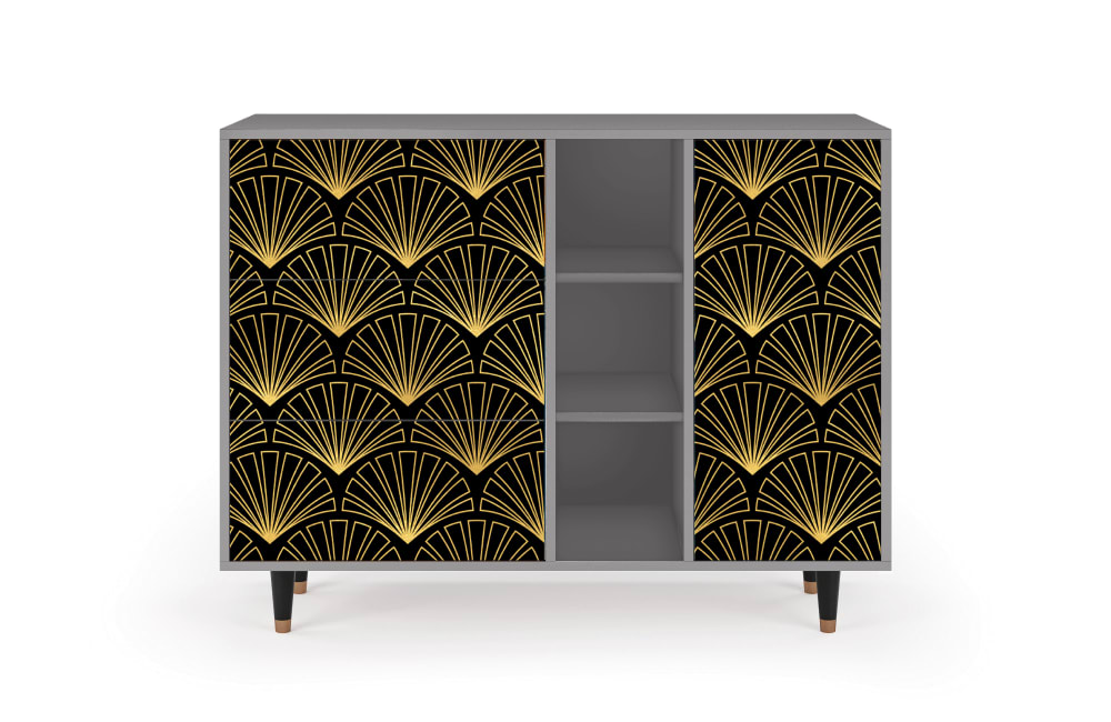 Buffet  noir 3 tiroirs et 1 porte L 125 cm