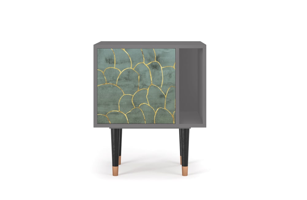 Table de chevet bleu-vert 1 porte L 58 cm