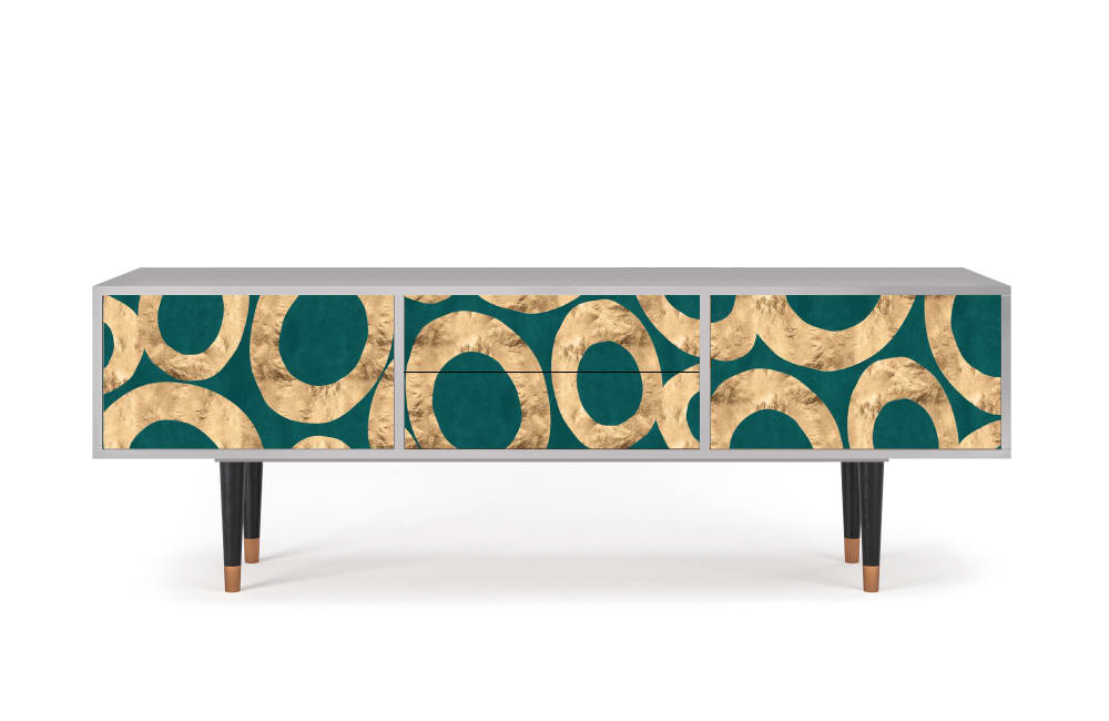 Meuble TV  bleu-vert 2 tiroirs et 2 portes L 170 cm