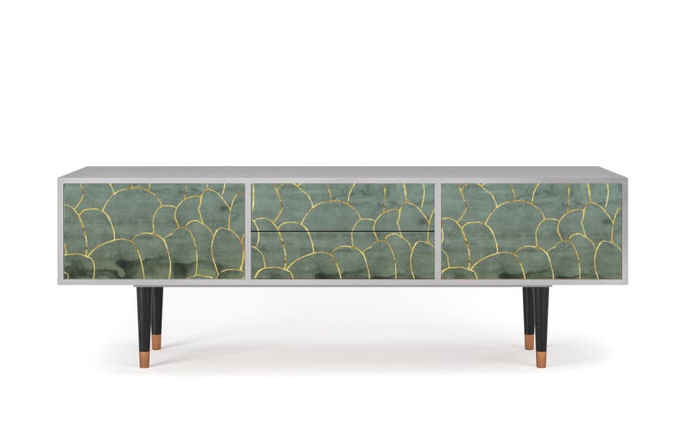 Meuble TV  bleu-vert 2 tiroirs et 2 portes L 170 cm