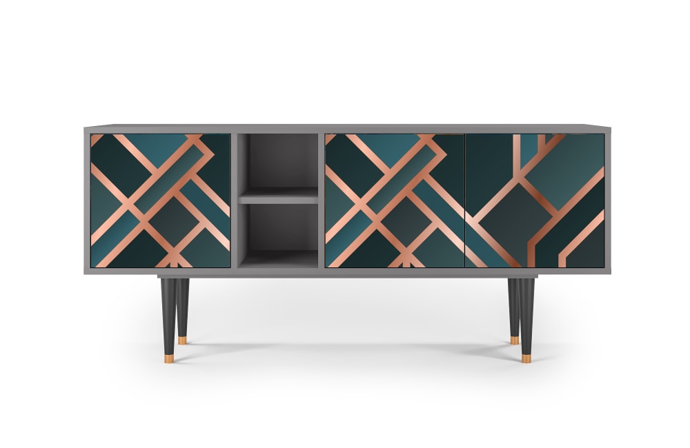 Meuble TV  bleu-vert 3 tiroirs L 150 cm