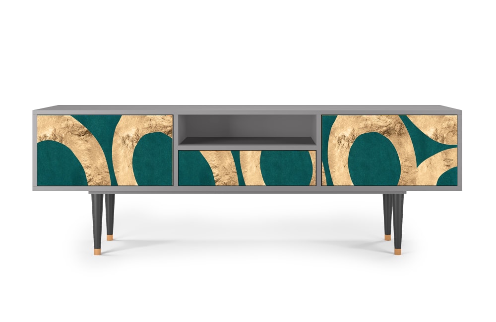 Meuble TV  bleu-vert 1 tiroir et 2 portes L 170 cm