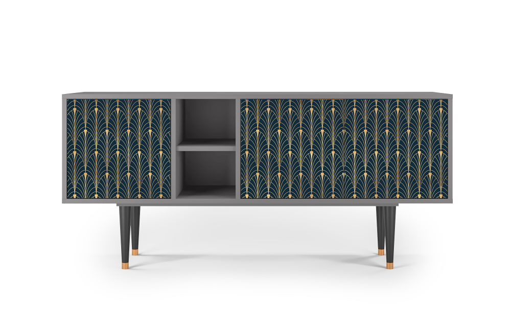 Meuble TV  bleu et jaune 3 tiroirs L 150 cm