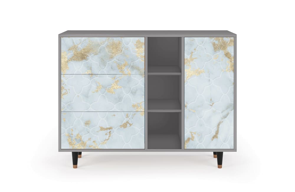 Buffet  blanc clair 3 tiroirs et 1 porte L 125 cm