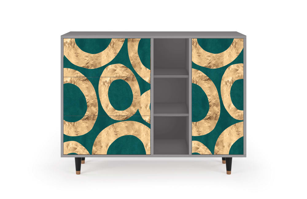 Buffet  bleu-vert 3 tiroirs et 1 porte L 125 cm