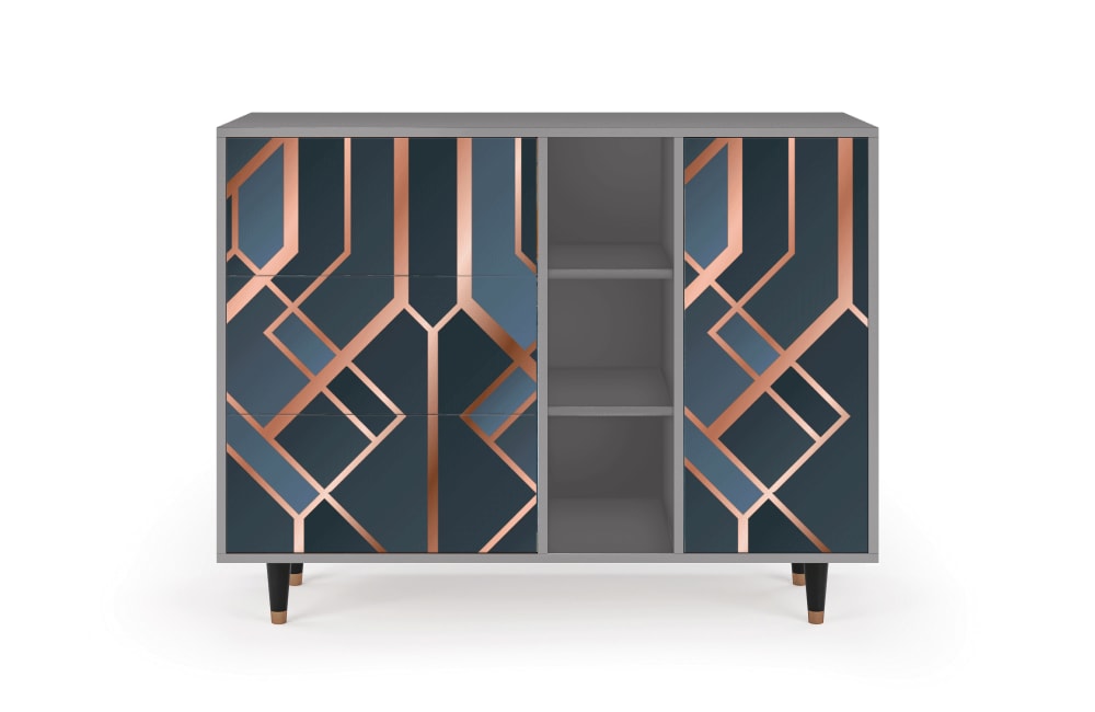 Buffet  bleu-vert 3 tiroirs et 1 porte L 125 cm