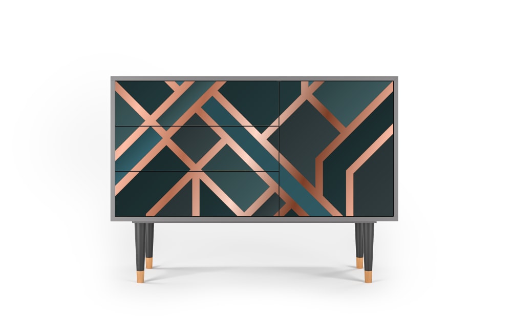 Buffet  bleu-vert 3 tiroirs et 1 porte L 115 cm