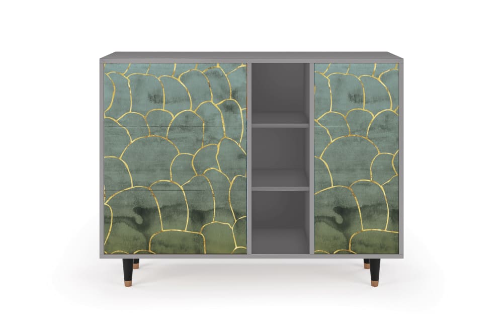 Buffet  bleu-vert 3 tiroirs et 1 porte L 125 cm