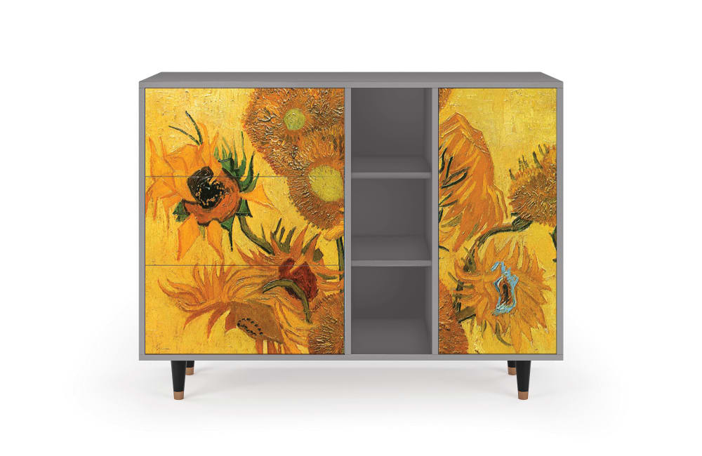 Buffet  jaune 3 tiroirs et 1 porte L 125 cm
