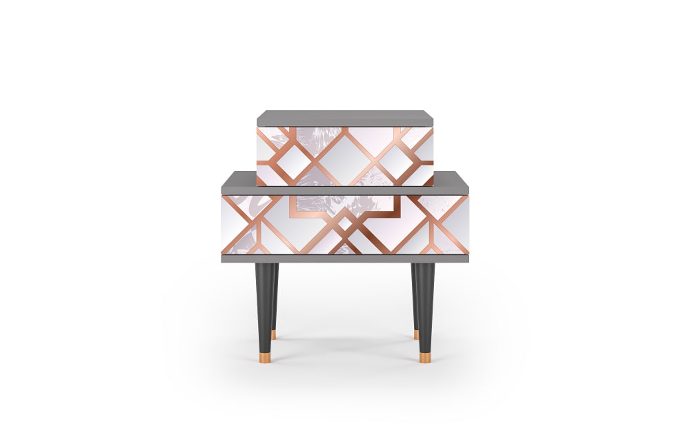 Table de chevet rose clair 2 tiroirs L 58 cm