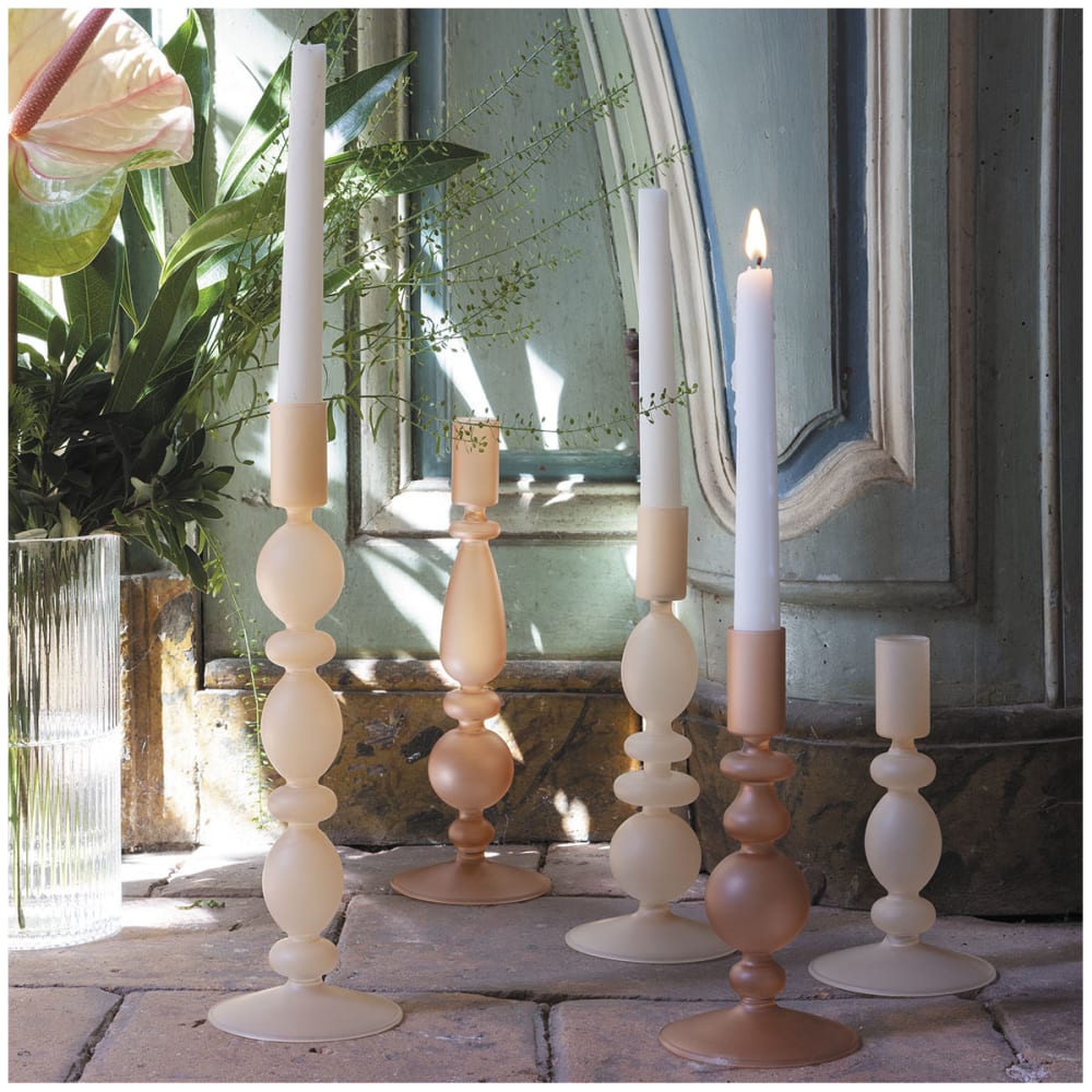 Set de 3 bougeoirs - beige givré
