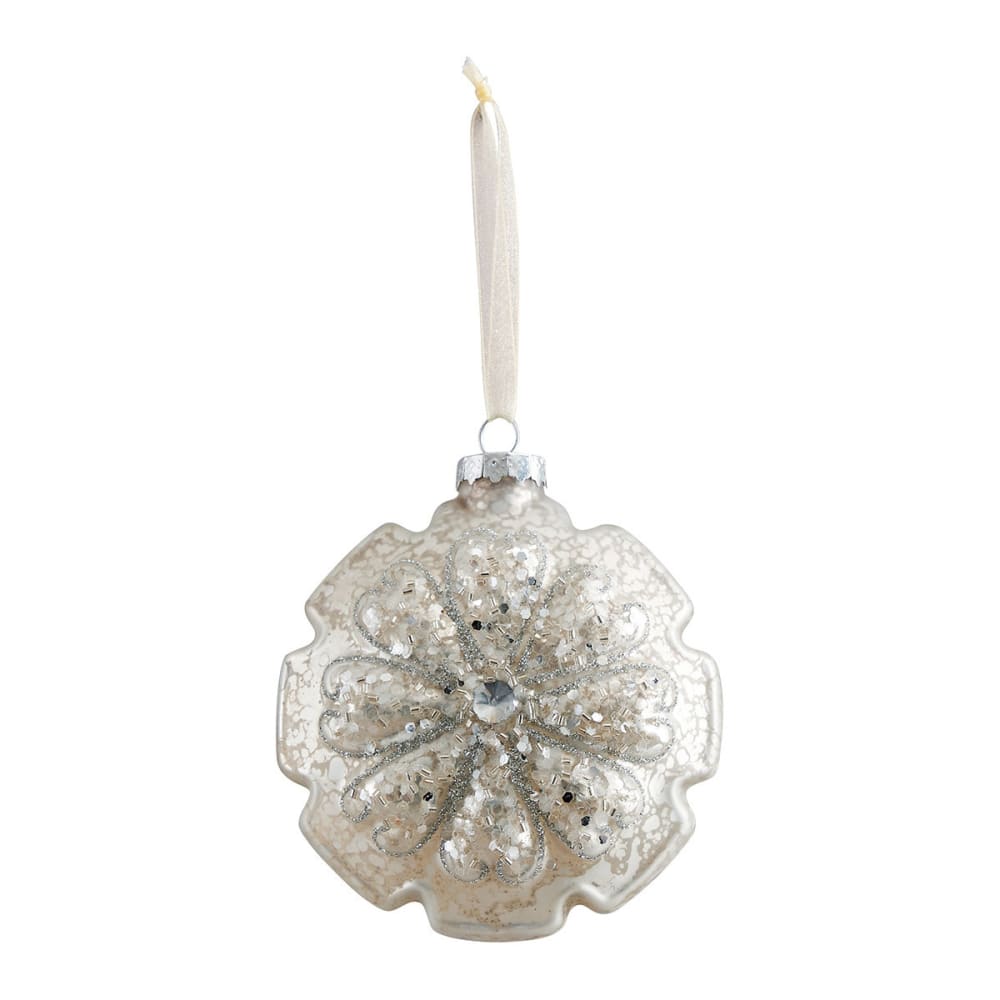 Mathilde M Déco Fleur de Noël en verre mercurisé - Grand modèle Doré Décoration de Noël