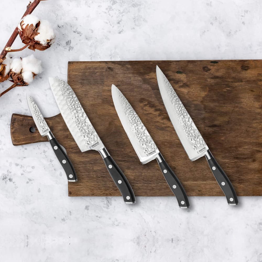 Sabatier Trompette Kochmesser 16 cm mit Schutz aus Edelstahl 5CR15MOV, Schwarz Silber