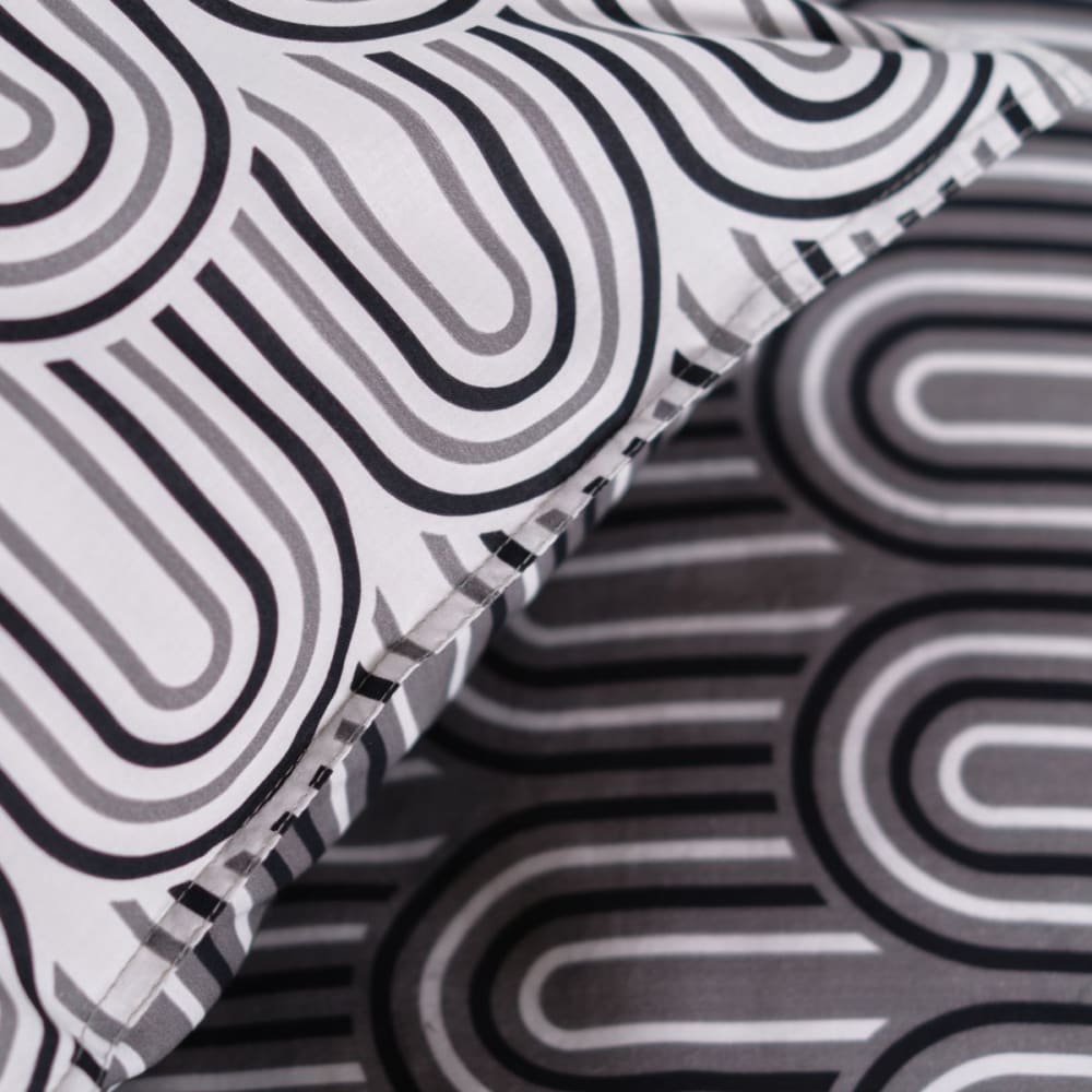 Parure de lit imprimé graphique coton 220x240cm blanc — vue 3