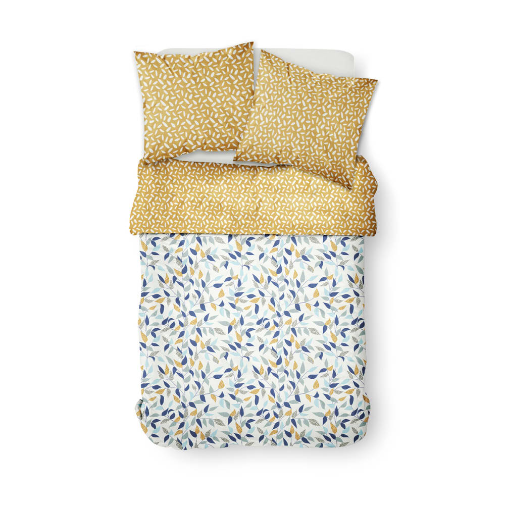 Parure de lit imprimé ethnique coton 220x240cm jaune - Maisons du Monde