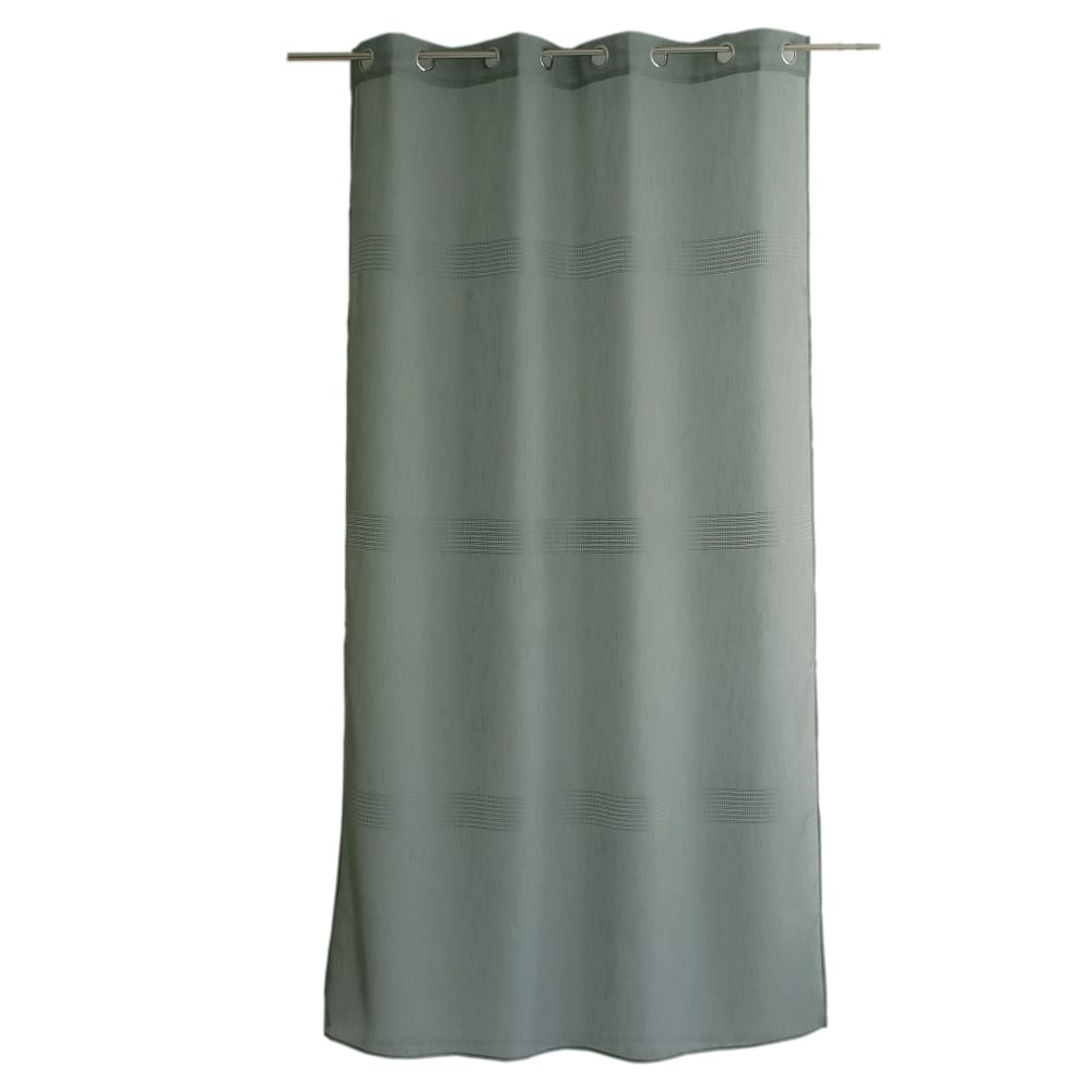 Voilage bohème à bandes ajourées polyester sauge 140x240 cm - Maisons du Monde