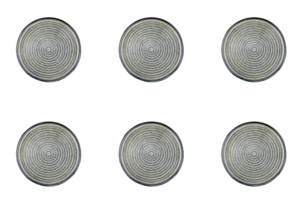 Lot de 6 assiettes à pain en grès gris d17