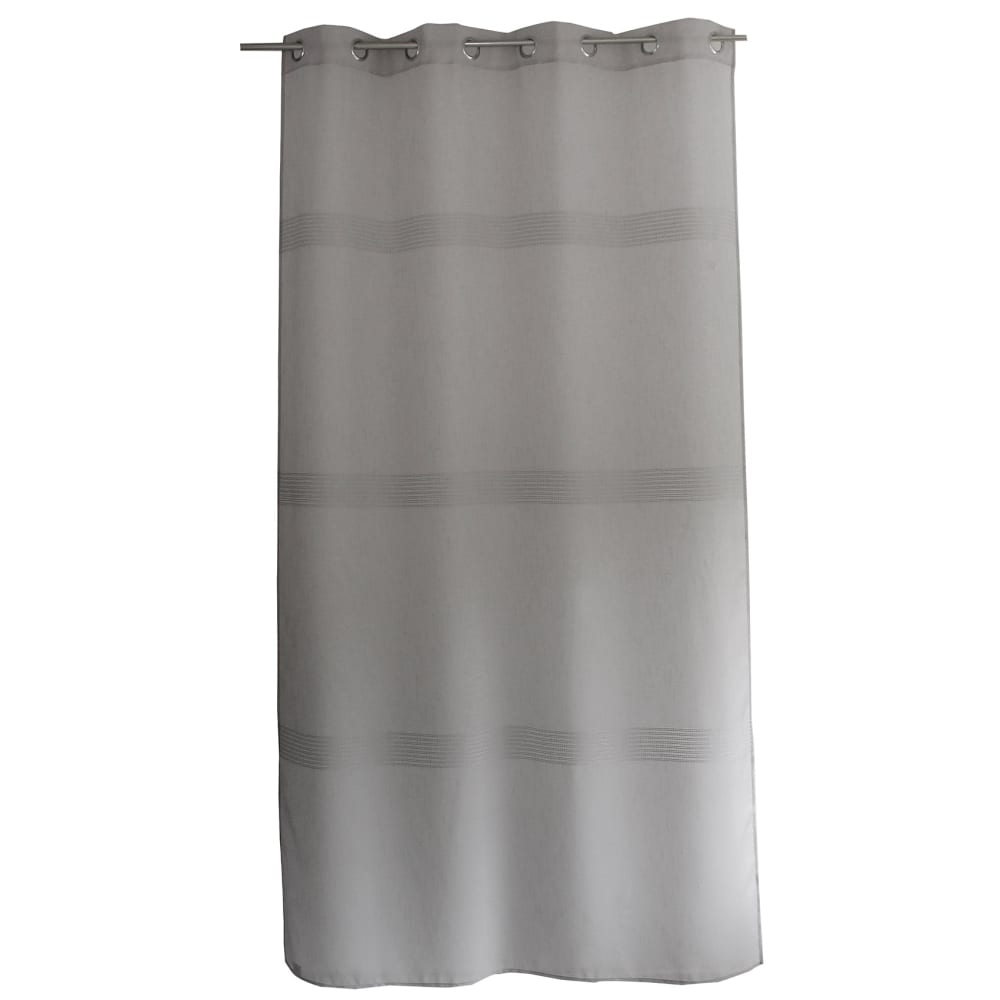 Voilage bohème à bandes ajourées polyester gris clair 140x240 cm - Maisons du Monde