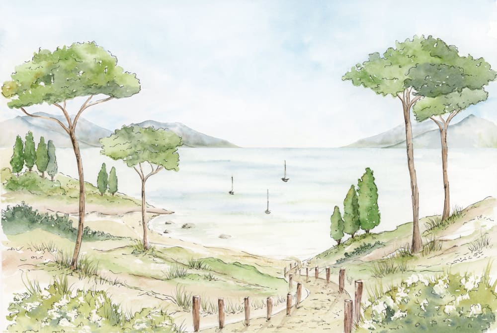 Papier peint paysage de côte d'azur, couleurs 225 x 250cm — vue 3