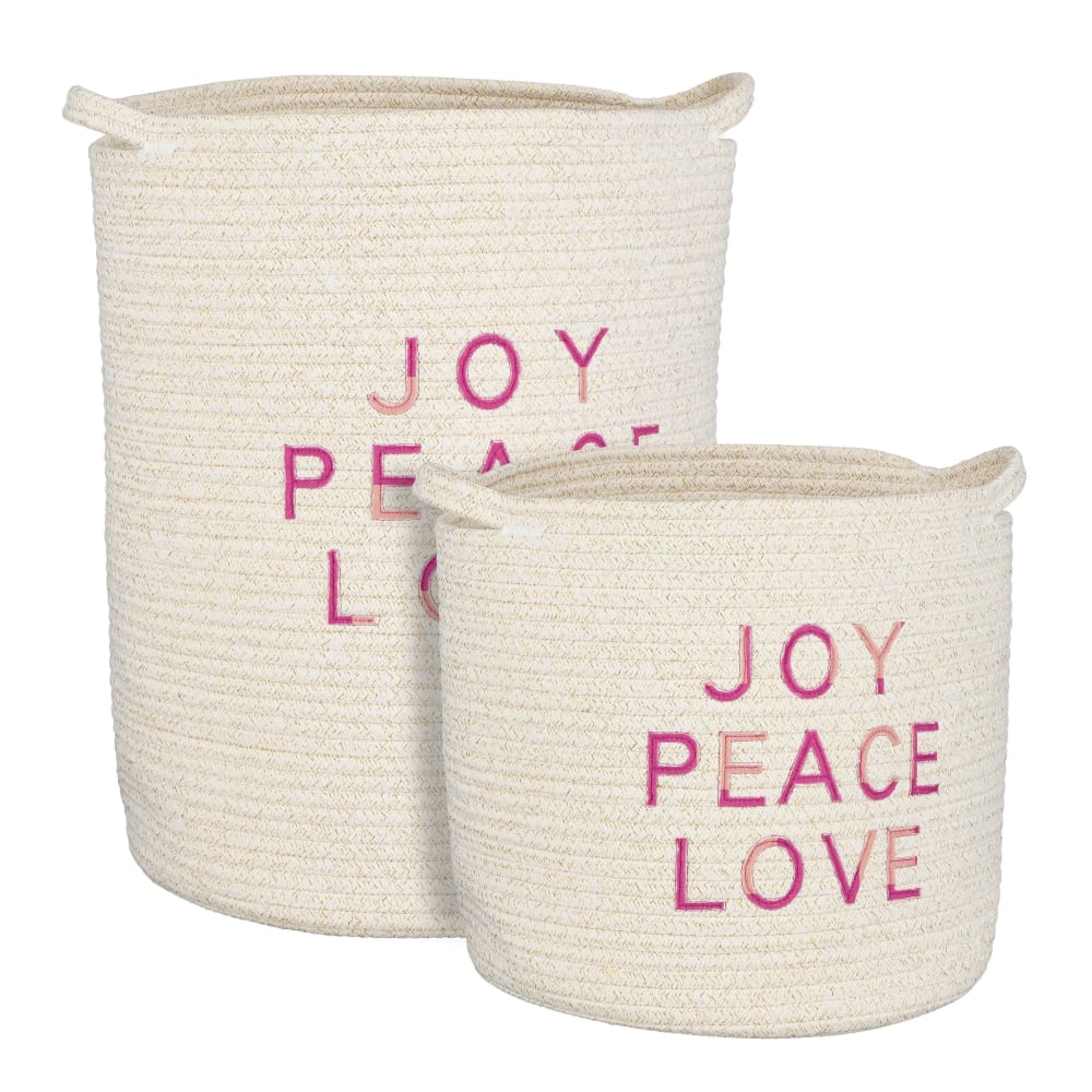 Mica Decorations Aufbewahrungskorb-Set Weiß Baumwolle H46xB33xL33cm style seaside Weiß Baumwolle