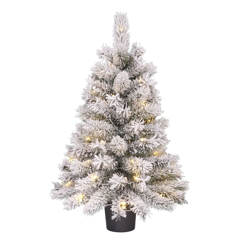 Árbol de navidad artificial efecto escarcha en maceta led alt. 90