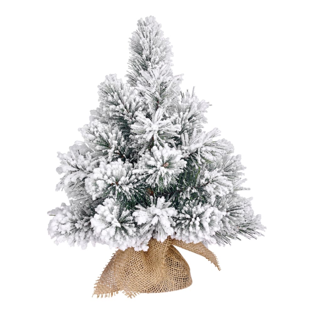 Árbol de navidad artificial efecto escarcha en bolsa de yute alt. 60